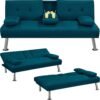 Yaheetech Klappbares Schlafsofa Couch Sofa mit Schlaffunktion Bettsofa mit Großer Liegefläche von 167 cm L × 94 cm B fürs Wohnzimmer/Schlafzimmer/Heimkino/Gästezimmer Schwarz