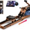 MERACH Foldable Wooden Rowing Machine, Water Electromagnetic Rower Machine for Home Use, Exclusive App Lifetime Membership, Patented Space Saver, MERACH Go Technology, 950
